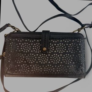 The Sak Iris Black Leather Phone Crossbody Wallet Bag